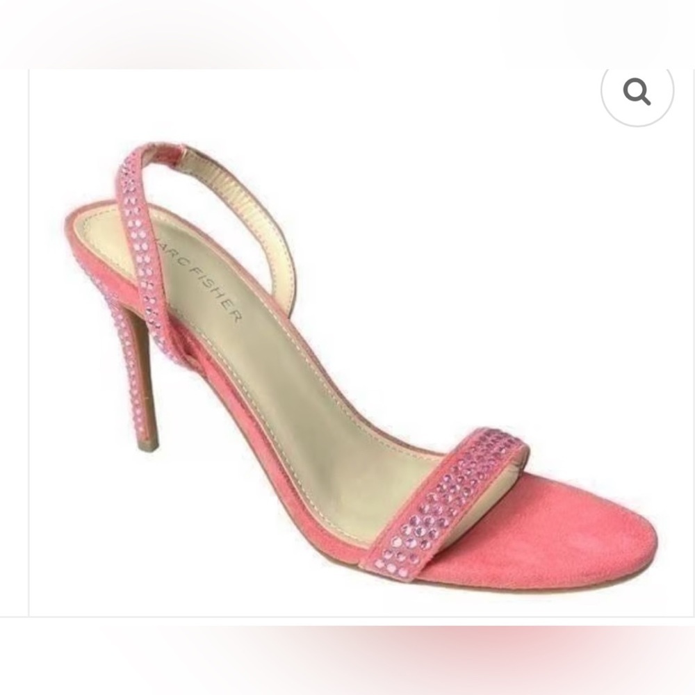 MARC FISHER BETILA RHINESTONE EMBELLISHED ACCENT SLING BACK HEELS 6 PINK